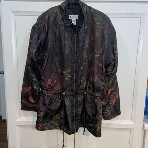 Vintage LAVON Full Zip Jacket Sz MED Black Floral 80s Vibe
